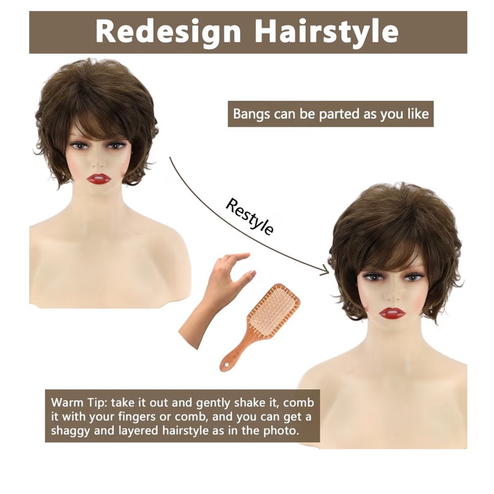 Short Brown Women's Wig - Picture 11 of 13